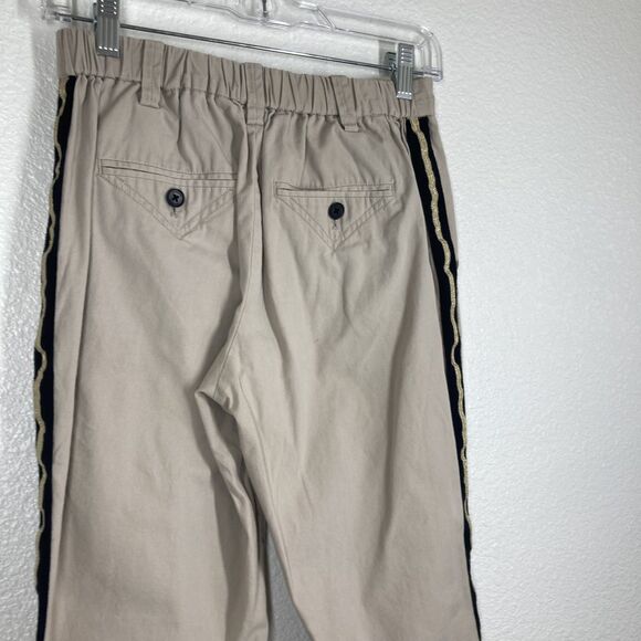 Zadig & Voltaire Pants Womens 36 Beige Tuxedo Stripe Gold Trim Casual Cotton - Picture 3 of 9